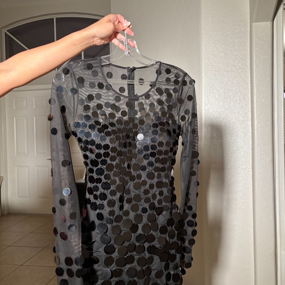 Elegant Black Dress with Sequin Details
